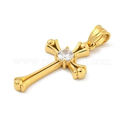 Ion Plating(IP) 304 Stainless Steel Cubic Zirconia Pendants&nbsp;STAS-C102-02G