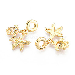 Brass Micro Pave Cubic Zirconia European Dangle Charms&nbsp;KK-N271-09G