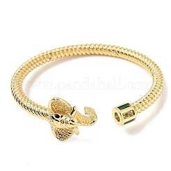 Brass Pave Cubic Zirconia Elephant Open Cuff Bangles for Women&nbsp;CU-CBAE7DF-50G