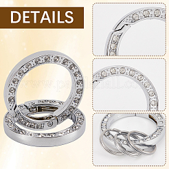 6Pcs 3 Colors Alloy Crystal Rhinestone Spring Gate Rings&nbsp;FIND-GF0007-96
