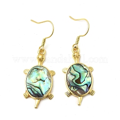 Brass Natural Paua Shell Dangle Earrings&nbsp;EJEW-M060-19A-G