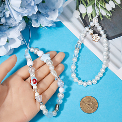 2Pcs 2 Styles Plastic Pearl & Resin & Glass Mobile Straps&nbsp;AJEW-GF0001-21B