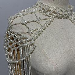 Plastic Imitation Pearl Round Beaded Tassel Bridal Shoulder Arm Chains&nbsp;FS-WGD7178-01