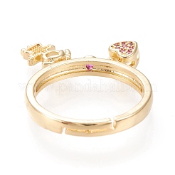 Adjustable Brass Micro Pave Cubic Zirconia Cuff Rings&nbsp;RJEW-I070-05G