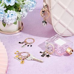 4Pcs 4 Style Alloy Enamel Keychains&nbsp;KEYC-OC0001-20