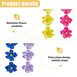 4 Pairs 4 Colors Alloy Flower Dangle Stud Earrings for Women&nbsp;EJEW-FI0002-99