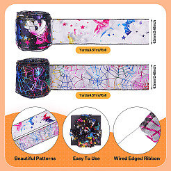 2 Rolls 2 Styles Halloween Theme Polyester Ribbons&nbsp;OCOR-TA0002-20