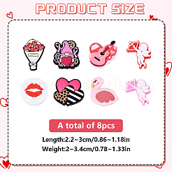 8Pcs 8 Styles Valentine's Day Silicone Focal Beads&nbsp;SIL-YW0001-64