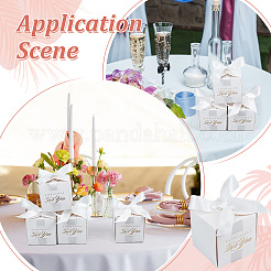 Square Paper Wedding Candy Storage Boxes with Ribbon&nbsp;CON-WH0001-80