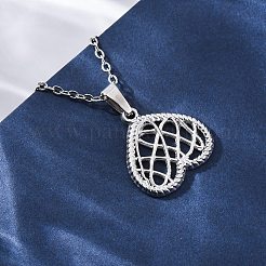 Mesh Heart 304 Stainless Steel Pendant Necklaces&nbsp;NJEW-M096-12P