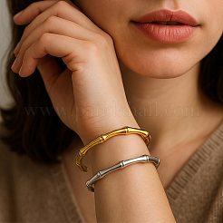 2Pcsc 2 Colors 304 Stainless Steel Cuff Bangles&nbsp;BJEW-GO0001-18