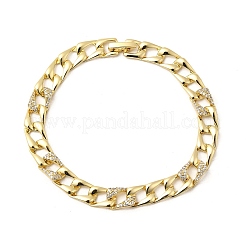 Brass Micro Pave Clear Cubic Zirconia Link Chain Bracelet for Women&nbsp;BJEW-H630-07G