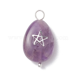6Pcs 6 Styles Natural Green Aventurine & Rose Quartz & Amethyst Pendants&nbsp;PALLOY-JF02765