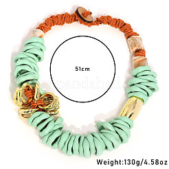 Acrylic and CCB Plastic Ring Beaded Waxed Cord Necklaces for Women&nbsp;FS-WG50C40-01