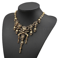 Halloween Themed Pirate Skull Alloy Bib Necklace for Women&nbsp;HAWE-PW0001-215AG