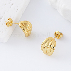 Pumpkin Stripe 304 Stainless Steel Stud Earrings for Women&nbsp;VG3470