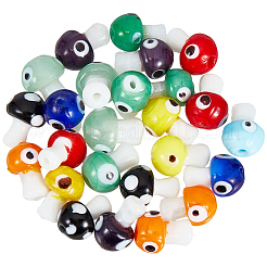 36Pcs 9 Colors Handmade Evil Eye Lampwork Beads&nbsp;LAMP-PA0001-59