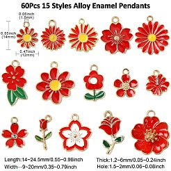 60Pcs 15 Styles Alloy Enamel Pendants&nbsp;ENAM-CJ0006-46