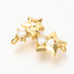 Brass Micro Pave Clear Cubic Zirconia Pendant Link&nbsp;ZIRC-O036-23G