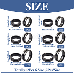 12Pcs 6 Size 201 Stainless Steel Grooved Finger Ring Settings&nbsp;STAS-TA0002-15B