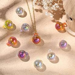 100Pcs 10 Colors UV Plating Rainbow Iridescent Transparent Acrylic Pendants&nbsp;PACR-CJ0001-31