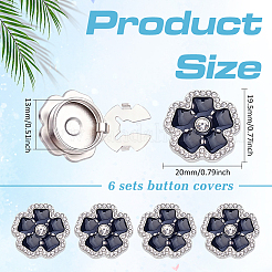 6Pcs Alloy Rhinestone Cufflinks&nbsp;BUTT-ME0001-34A