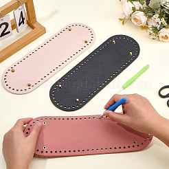 3Pcs 3 Colors Oval PU Leahter Knitting Crochet Bags Bottom&nbsp;AJEW-CL0001-77