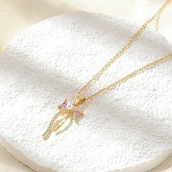 Brass Micro Pave Cubic Zirconia Pendant Necklaces&nbsp;NJEW-S441-05G