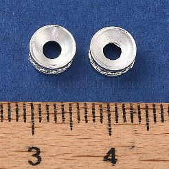 Rack Plating Brass Pave Clear Cubic Zirconia Spacer Beads&nbsp;KK-M285-15S