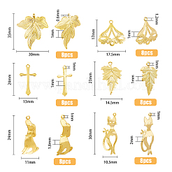 48Pcs 6 Style Brass Pendants&nbsp;KK-FH0005-49