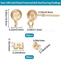 20Pcs Brass Ball Stud Earring Findings&nbsp;KK-BBC0007-13