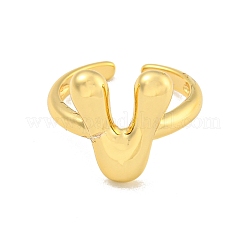 Brass Letter Open Cuff Rings for Women&nbsp;RJEW-G313-01V-G
