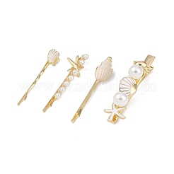 Conch/Starfish/Shell Shape Alloy Hair Bobby Pin Sets&nbsp;AJEW-A056-02E