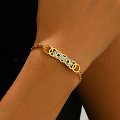 Stainless Steel Micro Pave Clear Cubic Zirconia Geometric Circle Infinity Link Bracelets for Women&nbsp;KW7730