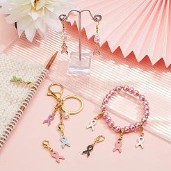 Alloy Enamel Awareness Ribbon Pendant Decorations&nbsp;AJEW-NB0003-74