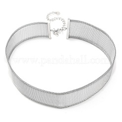 304 Stainless Steel Mesh Chain Choker Necklaces for Women&nbsp;NJEW-U012-03P-03