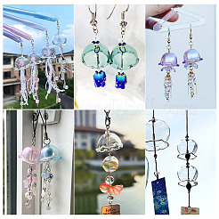 6 Sets Transparent Glass Bead Caps&nbsp;GLAA-BY0001-07C