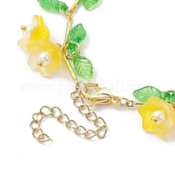 Flower Glass & Acrylic Charm Bracelets&nbsp;BJEW-JB10443-05