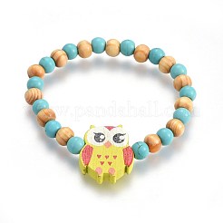Wood Beads Kids Stretch Bracelets&nbsp;BJEW-JB04129-02