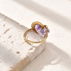 Heart Natural Amethyst Finger Rings&nbsp;STAS-Z112-10G-01
