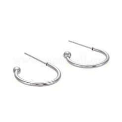 Tarnish Resistant 304 Stainless Steel C-shaped Hoop Circle Ball Stud Earrings&nbsp;STAS-K204-04P