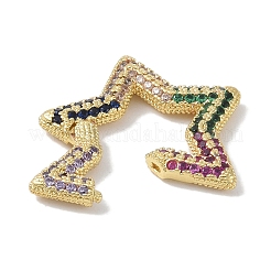 Rack Plating Brass Micro Pave Cubic Zirconia Twister Clasps&nbsp;KK-NH0002-14G-02