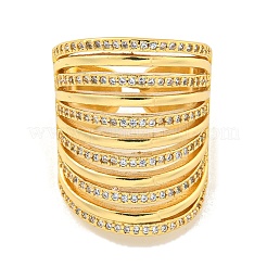 Brass Micro Pave Clear Cubic Zirconia Open Cuff Ring&nbsp;LS-RJEW-M173-07A-G