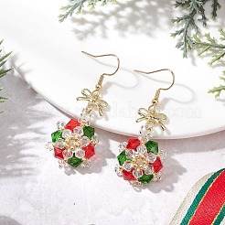 Stainless Steel Glass Snowflake Dangle Earrings&nbsp;EJEW-MZ00604