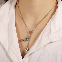 Adjustable 304 Stainless Steel Croissant Lariat Necklaces for Women&nbsp;WG833CD-02