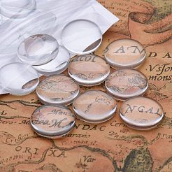 Flat Back Clear Transparent Dome Oval Shape Glass Cabochons Diameter 20mm for Photo Craft Jewelry Making&nbsp;GGLA-PH0002-02F