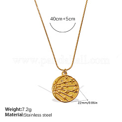 304 Stainless Steel Embossed Coin Pendant Necklaces for Women&nbsp;WGF57C1-01