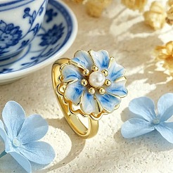 Brass Enamel Rotating Finger Rings for Women&nbsp;WG848BF-01