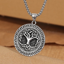 Tibetan Style Alloy Tree of Life Pendant Box Chain Necklaces&nbsp;PW-WGFD1C3-01