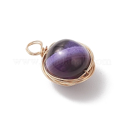 Copper Wire Wrapped Natural Banded Agate(Dyed & Heated) Pendants&nbsp;PALLOY-JF04950